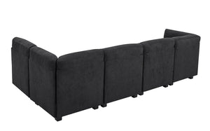 English Elm Polyester Blend Modular Sectional Sofa with L Shape Design for Living Rooms B2748S00218