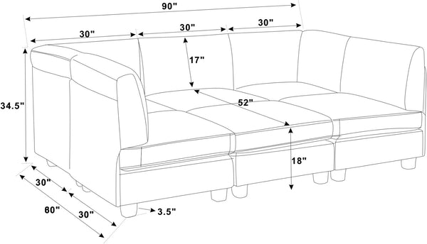 English Elm Polyester Blend Modular Sectional Sofa with L Shape Design for Living Rooms B2748S00218