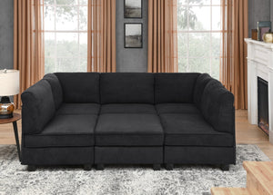 English Elm Polyester Blend Modular Sectional Sofa with L Shape Design for Living Rooms B2748S00218