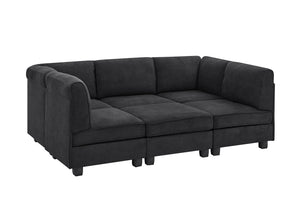 English Elm Polyester Blend Modular Sectional Sofa with L Shape Design for Living Rooms B2748S00218