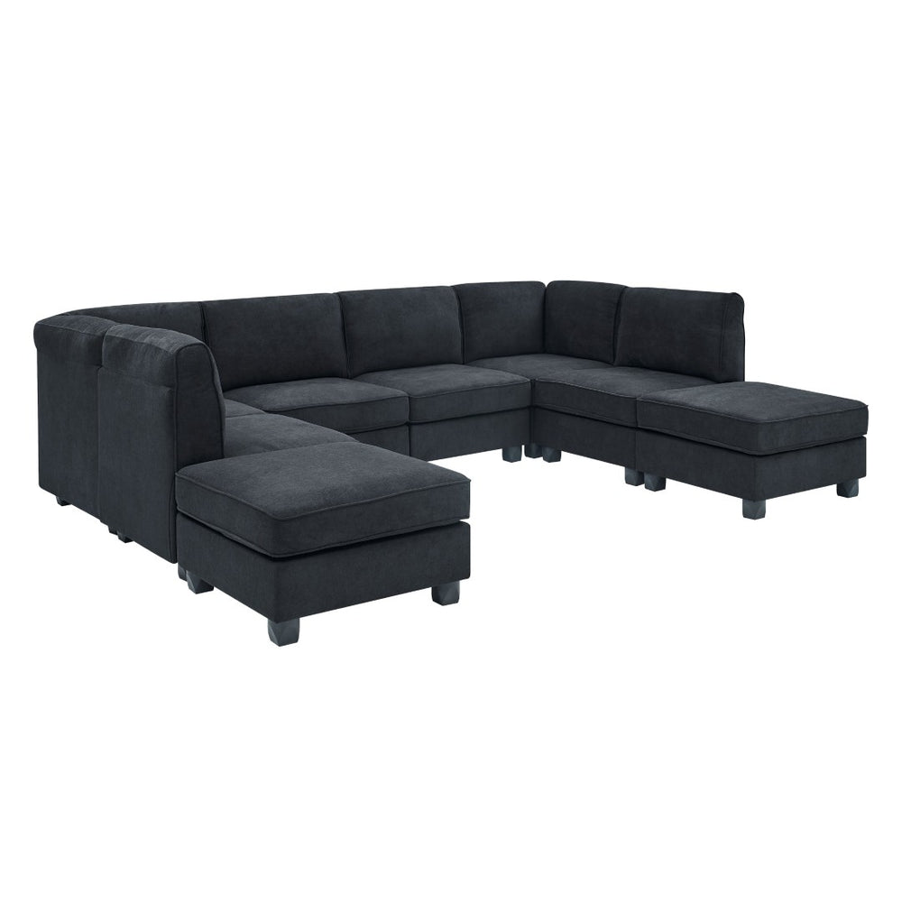 English Elm Polyester Upholstered Modular Sectional Sofa with Removable Cushions for Living Room B2748S00219
