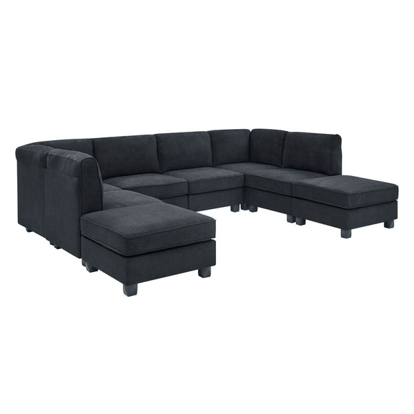 English Elm Polyester Upholstered Modular Sectional Sofa with Removable Cushions for Living Room B2748S00219