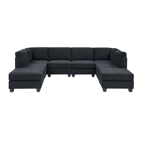 English Elm Polyester Upholstered Modular Sectional Sofa with Removable Cushions for Living Room B2748S00219