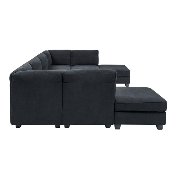 English Elm Polyester Upholstered Modular Sectional Sofa with Removable Cushions for Living Room B2748S00219