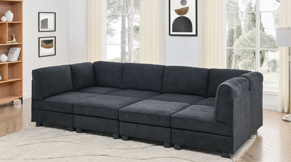 English Elm Polyester Upholstered Modular Sectional Sofa with Removable Cushions for Living Room B2748S00219