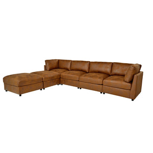 English Elm Faux Leather Modular Sectional Sofa Tailored for Flexible Living Room Arrangements B2748S00221