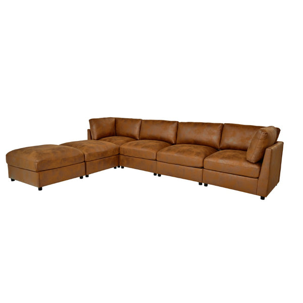 English Elm Faux Leather Modular Sectional Sofa Tailored for Flexible Living Room Arrangements B2748S00221