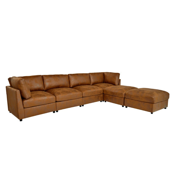 English Elm Faux Leather Modular Sectional Sofa Tailored for Flexible Living Room Arrangements B2748S00221