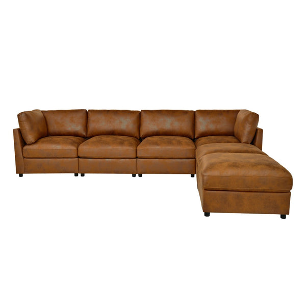 English Elm Faux Leather Modular Sectional Sofa Tailored for Flexible Living Room Arrangements B2748S00221