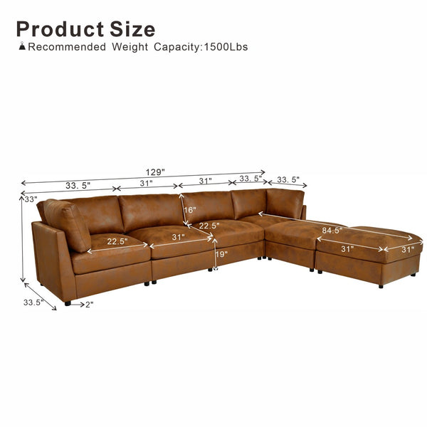 English Elm Faux Leather Modular Sectional Sofa Tailored for Flexible Living Room Arrangements B2748S00221