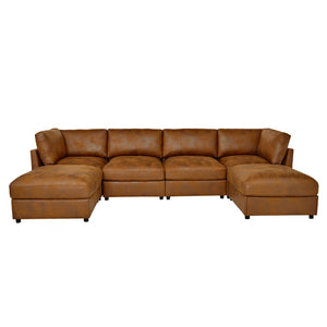 English Elm Faux Leather Modular Sectional Sofa Tailored for Flexible Living Room Arrangements B2748S00221