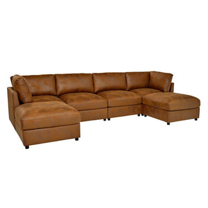 English Elm Faux Leather Modular Sectional Sofa Tailored for Flexible Living Room Arrangements B2748S00221
