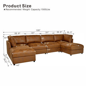 English Elm Faux Leather Modular Sectional Sofa Tailored for Flexible Living Room Arrangements B2748S00221