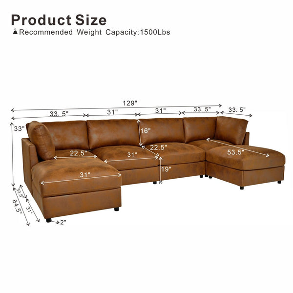 English Elm Faux Leather Modular Sectional Sofa Tailored for Flexible Living Room Arrangements B2748S00221