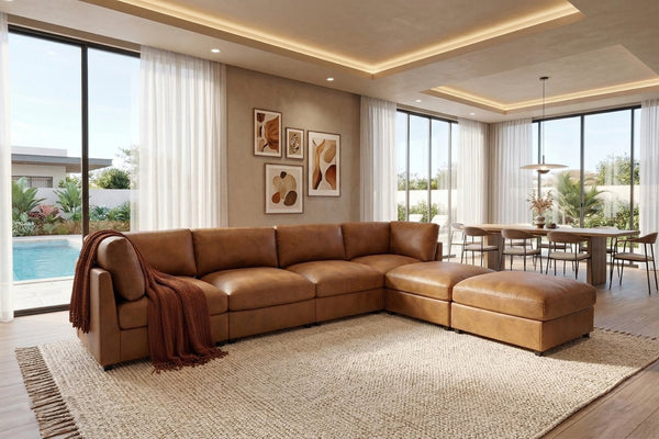 English Elm Faux Leather Modular Sectional Sofa Tailored for Flexible Living Room Arrangements B2748S00221