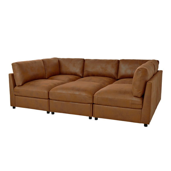 English Elm Faux Leather Modular Sectional Sofa Configurable Living Room Seating Easy Clean B2748S00222
