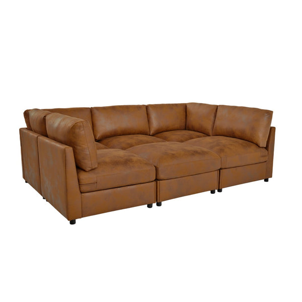 English Elm Faux Leather Modular Sectional Sofa Configurable Living Room Seating Easy Clean B2748S00222