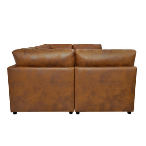 English Elm Faux Leather Modular Sectional Sofa Configurable Living Room Seating Easy Clean B2748S00222