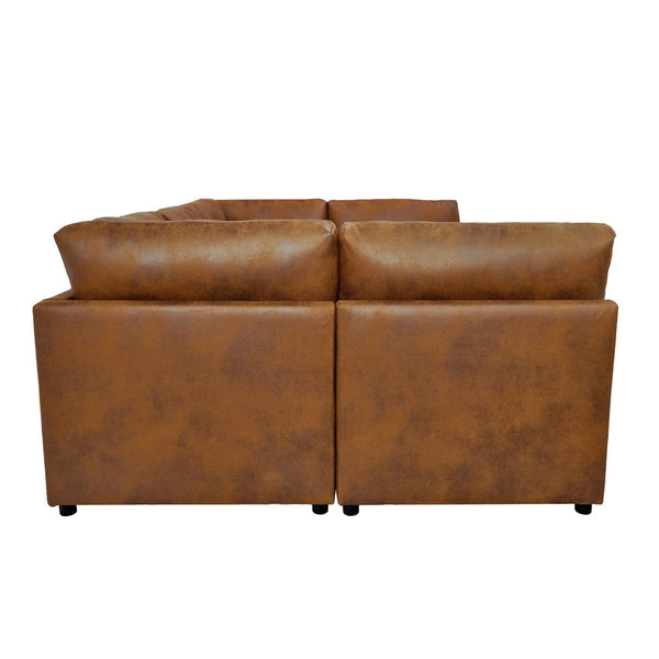 English Elm Faux Leather Modular Sectional Sofa Configurable Living Room Seating Easy Clean B2748S00222