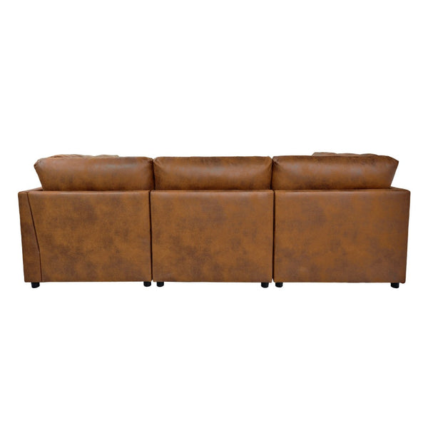 English Elm Faux Leather Modular Sectional Sofa Configurable Living Room Seating Easy Clean B2748S00222