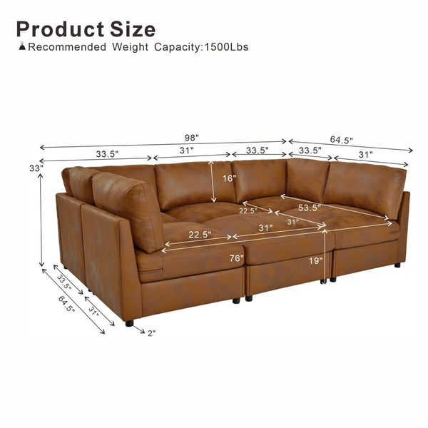 English Elm Faux Leather Modular Sectional Sofa Configurable Living Room Seating Easy Clean B2748S00222