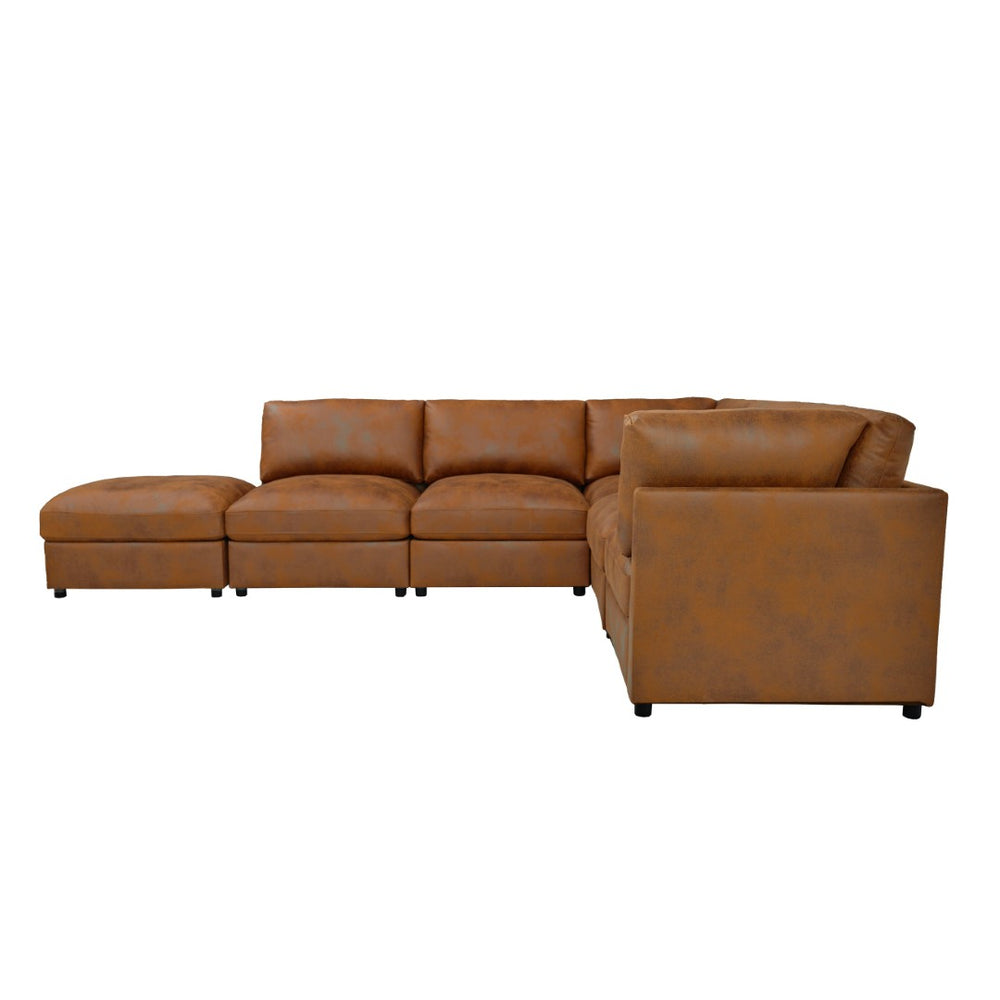 English Elm Faux Leather Modular Sectional Sofa Configurable Living Room Seating Easy Clean B2748S00222