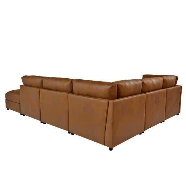 English Elm Faux Leather Modular Sectional Sofa Configurable Living Room Seating Easy Clean B2748S00222