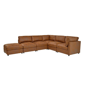 English Elm Faux Leather Modular Sectional Sofa Configurable Living Room Seating Easy Clean B2748S00222