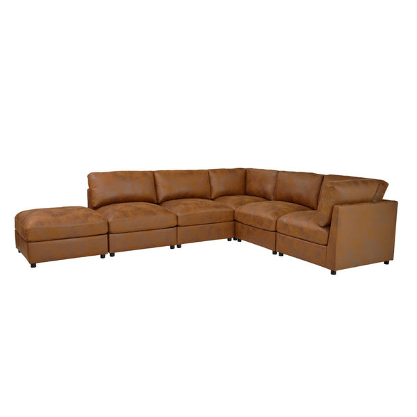 English Elm Faux Leather Modular Sectional Sofa Configurable Living Room Seating Easy Clean B2748S00222