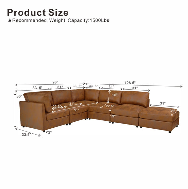 English Elm Faux Leather Modular Sectional Sofa Configurable Living Room Seating Easy Clean B2748S00222