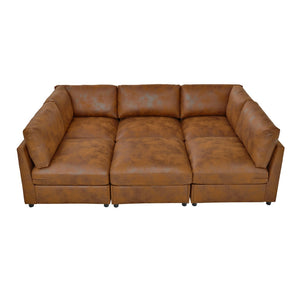 English Elm Faux Leather Modular Sectional Sofa Configurable Living Room Seating Easy Clean B2748S00222