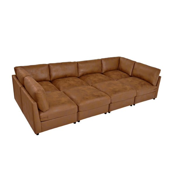 English Elm Faux Leather Modular Sectional Sofa Contemporary L-shaped Living Room Seating B2748S00223