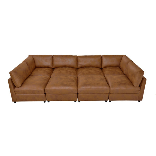English Elm Faux Leather Modular Sectional Sofa Contemporary L-shaped Living Room Seating B2748S00223