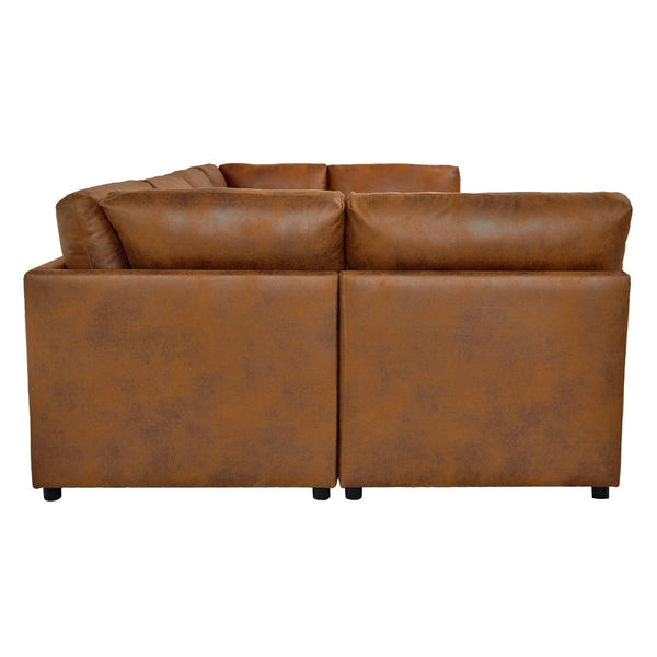 English Elm Faux Leather Modular Sectional Sofa Contemporary L-shaped Living Room Seating B2748S00223