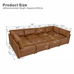 English Elm Faux Leather Modular Sectional Sofa Contemporary L-shaped Living Room Seating B2748S00223