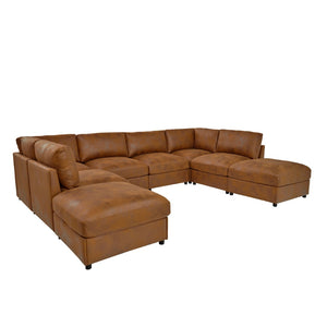 English Elm Faux Leather Modular Sectional Sofa Contemporary L-shaped Living Room Seating B2748S00223
