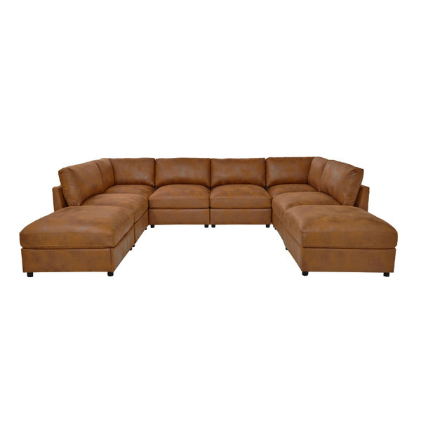 English Elm Faux Leather Modular Sectional Sofa Contemporary L-shaped Living Room Seating B2748S00223