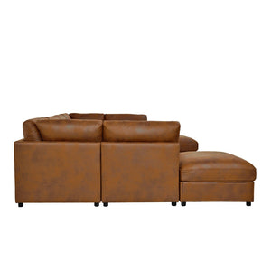 English Elm Faux Leather Modular Sectional Sofa Contemporary L-shaped Living Room Seating B2748S00223