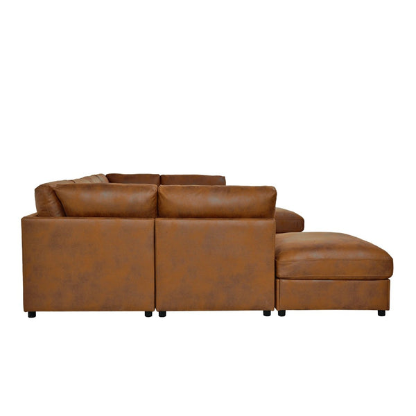 English Elm Faux Leather Modular Sectional Sofa Contemporary L-shaped Living Room Seating B2748S00223