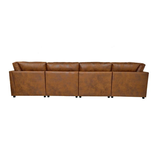 English Elm Faux Leather Modular Sectional Sofa Contemporary L-shaped Living Room Seating B2748S00223