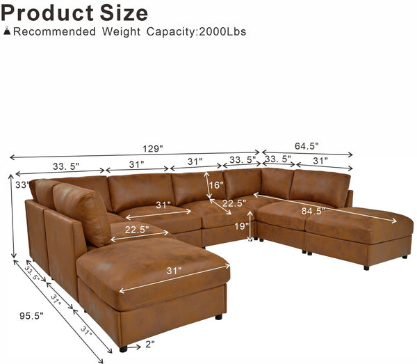 English Elm Faux Leather Modular Sectional Sofa Contemporary L-shaped Living Room Seating B2748S00223
