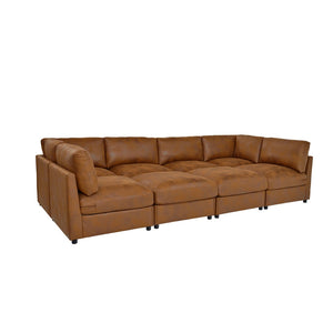 English Elm Faux Leather Modular Sectional Sofa Contemporary L-shaped Living Room Seating B2748S00223