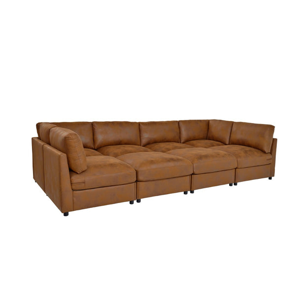 English Elm Faux Leather Modular Sectional Sofa Contemporary L-shaped Living Room Seating B2748S00223