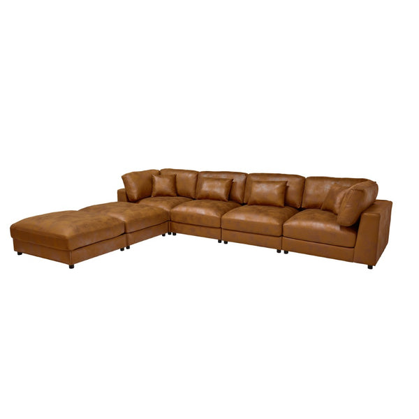 English Elm Faux Leather Modular Sectional Sofa Configurable Contemporary Living Room Seating B2748S00224