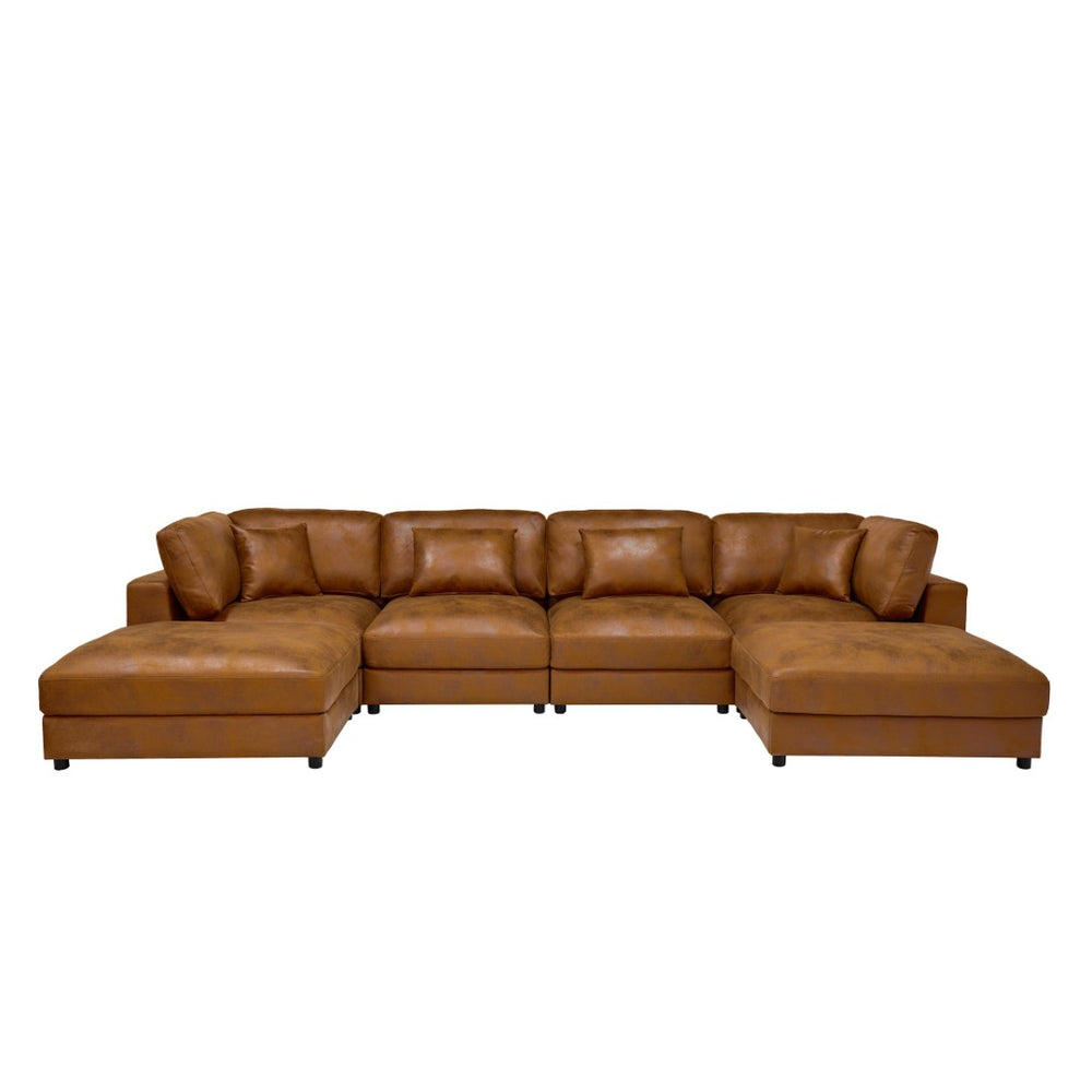 English Elm Faux Leather Modular Sectional Sofa Configurable Contemporary Living Room Seating B2748S00224