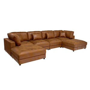 English Elm Faux Leather Modular Sectional Sofa Configurable Contemporary Living Room Seating B2748S00224