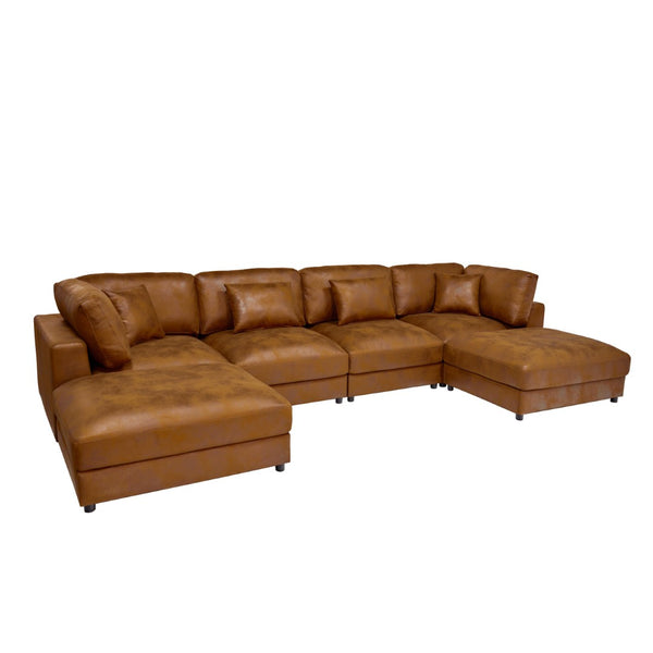 English Elm Faux Leather Modular Sectional Sofa Configurable Contemporary Living Room Seating B2748S00224