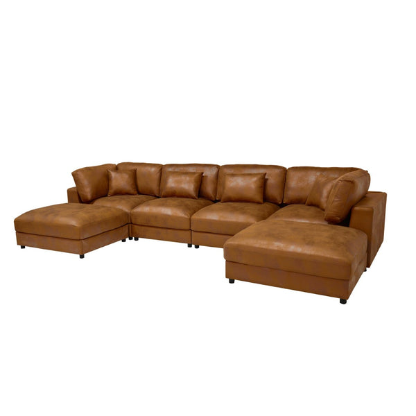 English Elm Faux Leather Modular Sectional Sofa Configurable Contemporary Living Room Seating B2748S00224