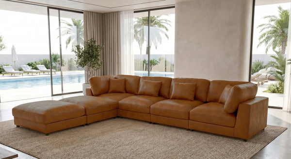 English Elm Faux Leather Modular Sectional Sofa Configurable Contemporary Living Room Seating B2748S00224