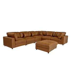 English Elm Faux Leather Modular Sectional Sofa with Removable Cushions for Modern Living B2748S00225